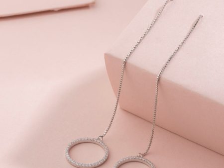 Silver circle drop earrings (Silver) Discount