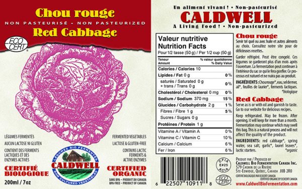 Chou rouge non pasteurisé - Caldwell For Discount