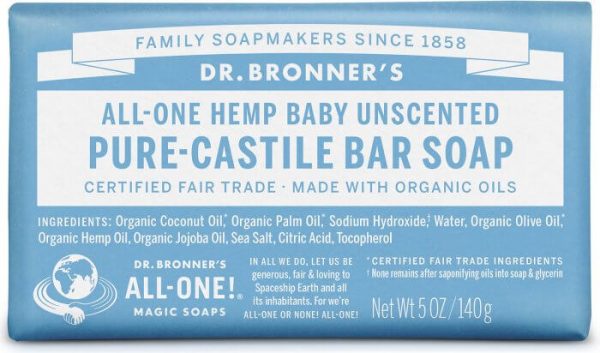 Savon en barre de castille pur - Non Parfumé pour bébé - Dr Bronner s Online Hot Sale