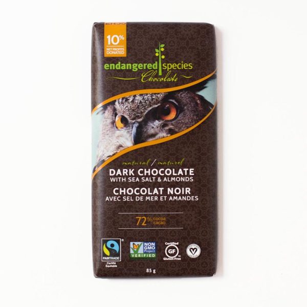 Chocolat noir 72 % au sel de mer et amandes - Endangered Species For Cheap