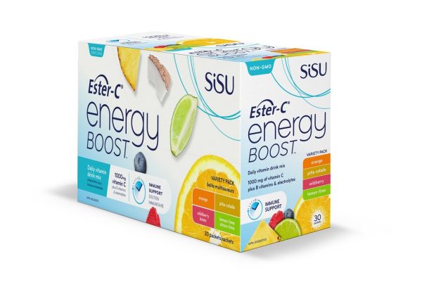 Ester-C energy boost, préparation pour boisson vitaminée, boites multisaveurs - Sisu For Discount