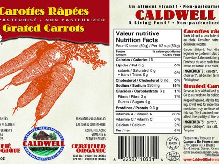 Carottes tranchées non pasteurisé - Caldwell For Discount