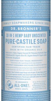 Savon de castille pur - Non Parfumé pour bébé (grand format) - Dr Bronner s Online now