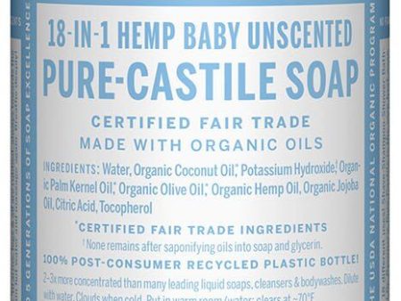 Savon de Castille Pur Liquide - Non Parfumé pour bébé - Dr. Bronner s Discount