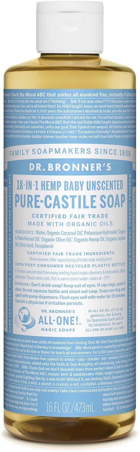 Savon de Castille Pur Liquide - Non Parfumé pour bébé - Dr. Bronner s Discount