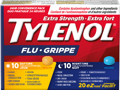 Tylenol Grippe Extra fort 10 comprimés jour + 10 comprimés nuit - Tylenol Online Sale