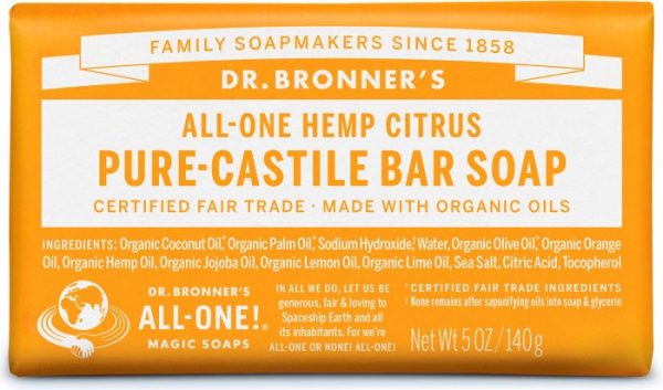 Savon en barre de castille pur - Agrumes - Dr Bronner s Online