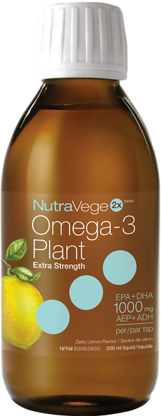 Omega 3 plant extra fort 500 mg - saveur citron - NutraVege Supply