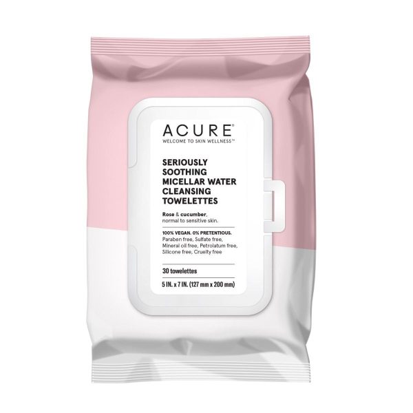 Lingettes nettoyantes à l eau micellaire - rose et concombre - Acure on Sale