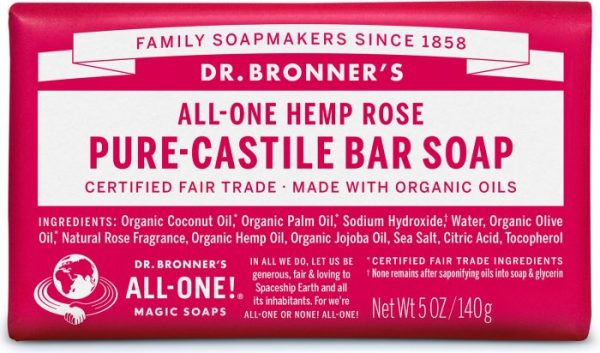 Savon de castille pur en barre biologique, parfum rose - Dr bronner s Online